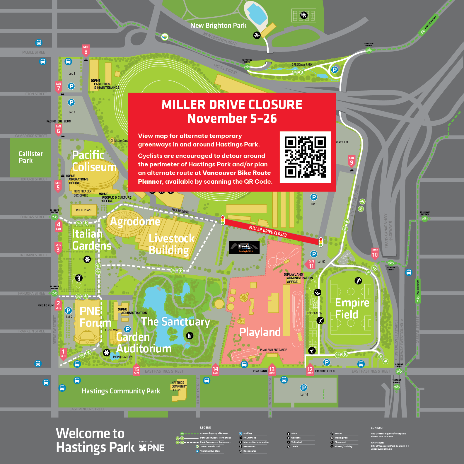 Miller Driver Closure map, Nov 5-26, 2024